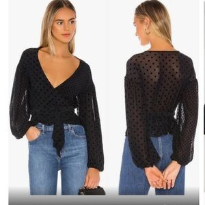 Tularosa Celina Wrap Top Blouse Polka Dot Mesh Dark Romantic Feminine Sz XS